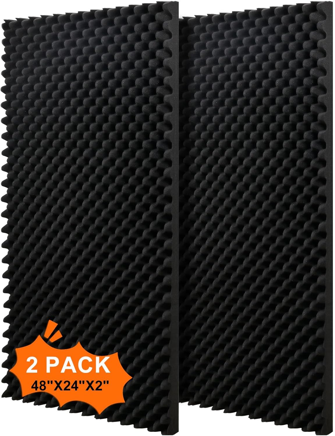 2 pack, 48x24x2 inches acoustic foam panels Egg Crate Foam Padding sound proof panels for walls Soundproof Foam Studio Acoustic Treatment Studio Foam panels Soundproofing Used to Absorb Echoes