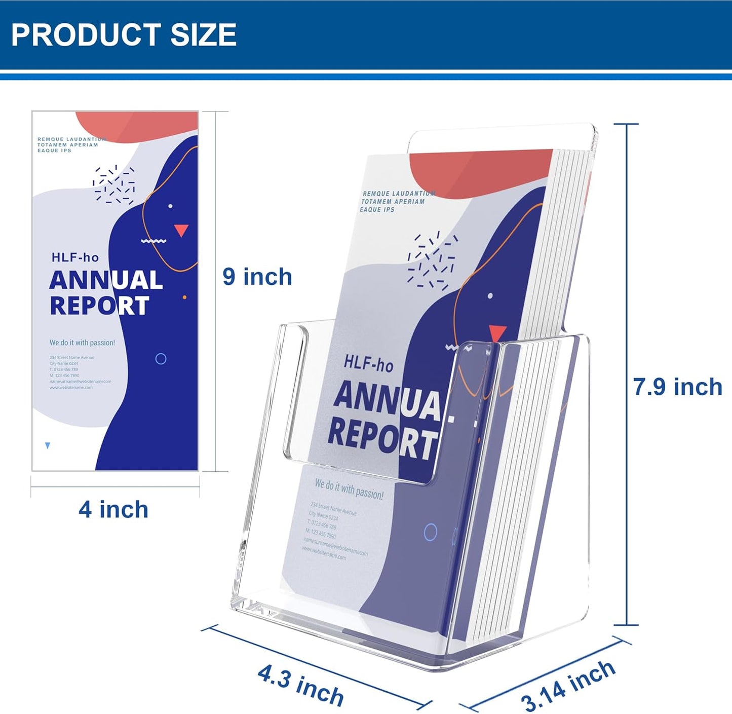 Brochure Holder 4x9 Inch Acrylic Literature Holders Clear Plastic Flyer Display Stand Countertop Use Pamphlet Holder Multi Purpose Organizer for Office, Lobby, Hotels, Trade Shows, 6 Pack