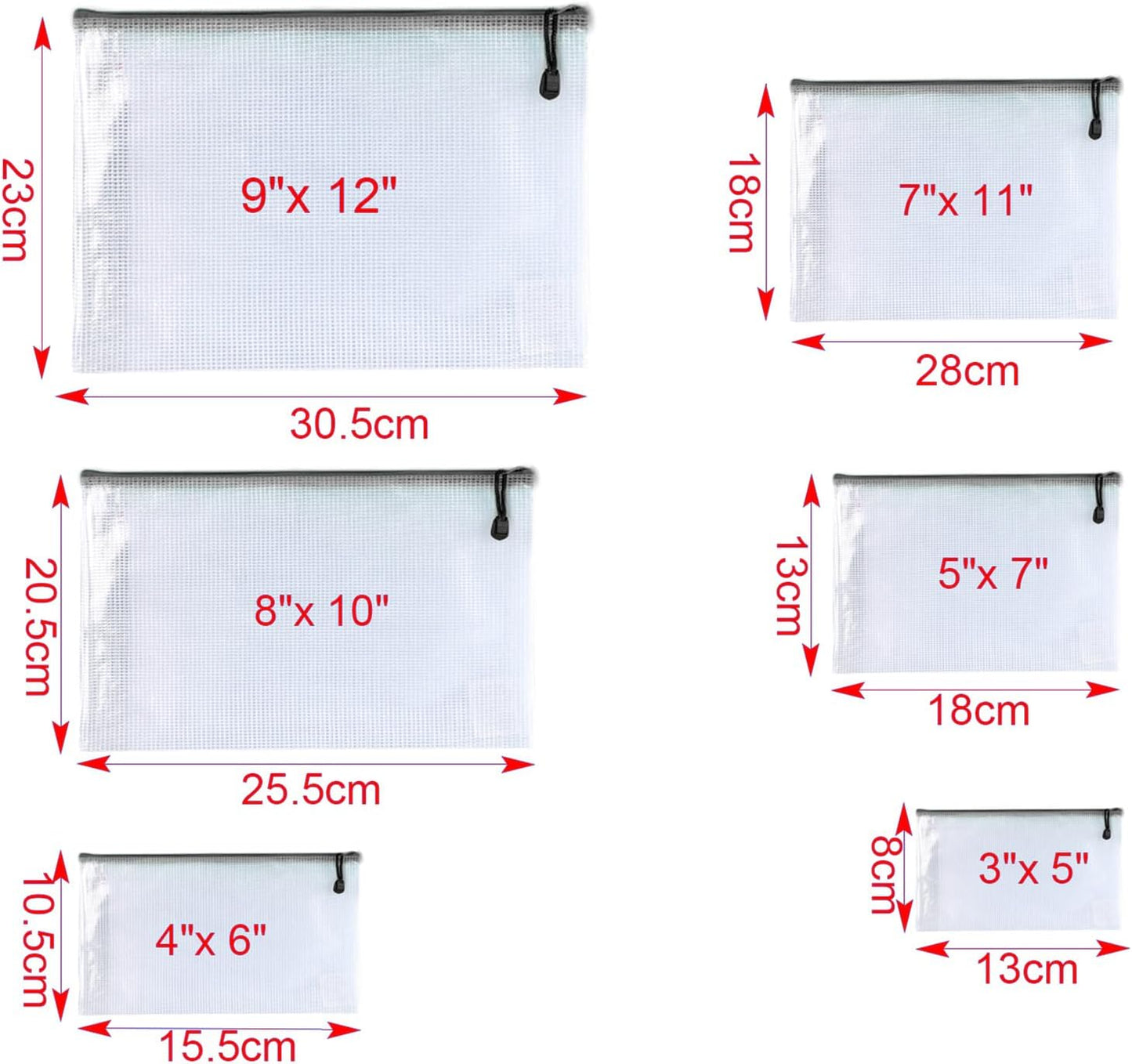 Oaimyy-18 Pcs-5"x 7"-Mesh Zipper Pouches File Bags Puzzle Storage Bags Folders Large Bag Zip Pouch for Office Supplies,Organizing Classroom Storage,Board Game Organization-Black