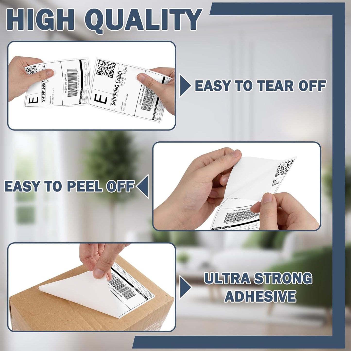 JTIEO Shipping Labels 4" x 6" Thermal Labels 1000 Fanfold Direct Thermal Label Printer Paper, Perforated White with Permanent Adhesive, Compatible with Most Thermal Printers.