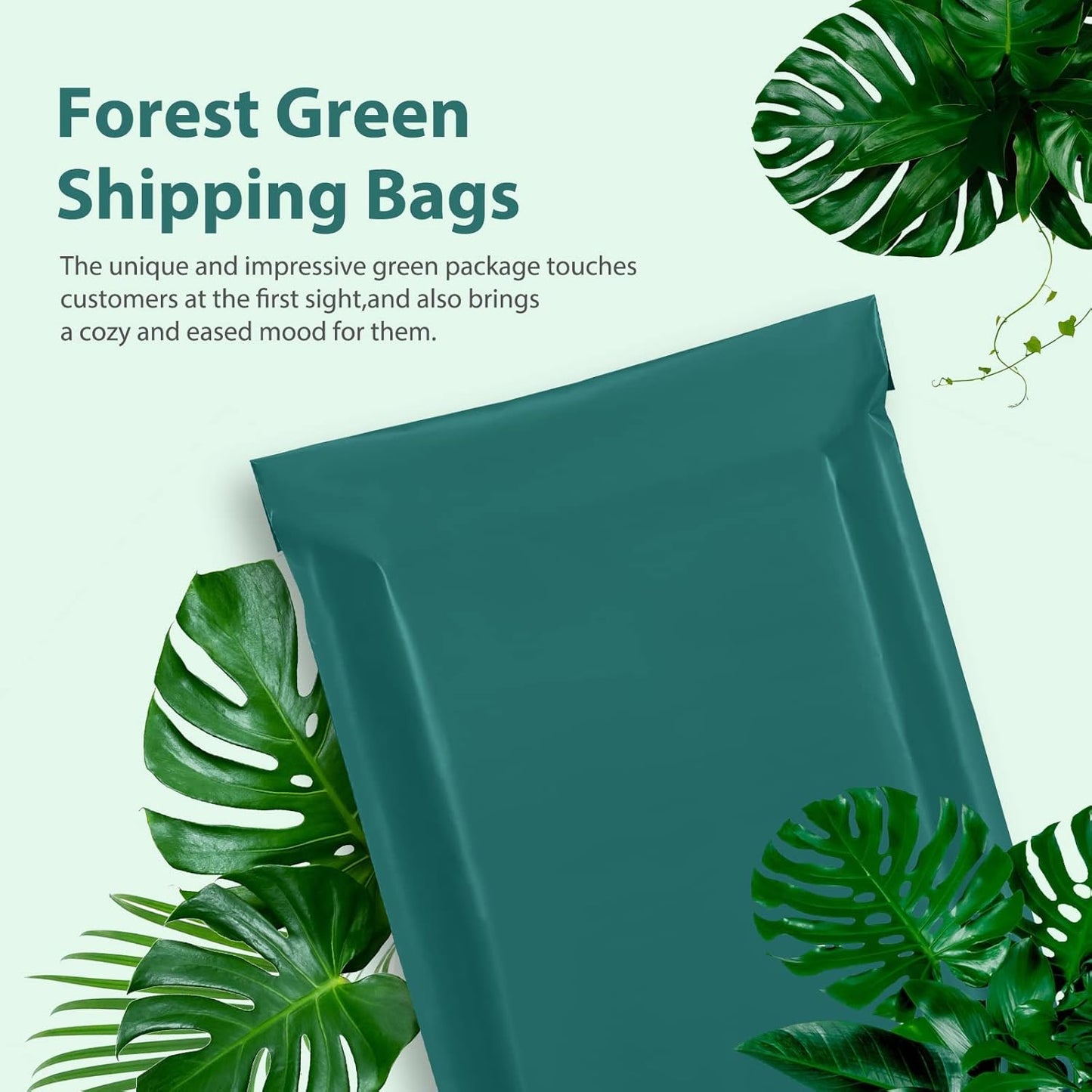 Fuxury Poly Mailers 10x13 Inch 50 Pcs, Waterproof Shipping Bags for Clothing, Strong Adhesive Shipping Envelopes for Small Business, Self Seal Mailers Poly Bags Mailing Envelopes Forest Green