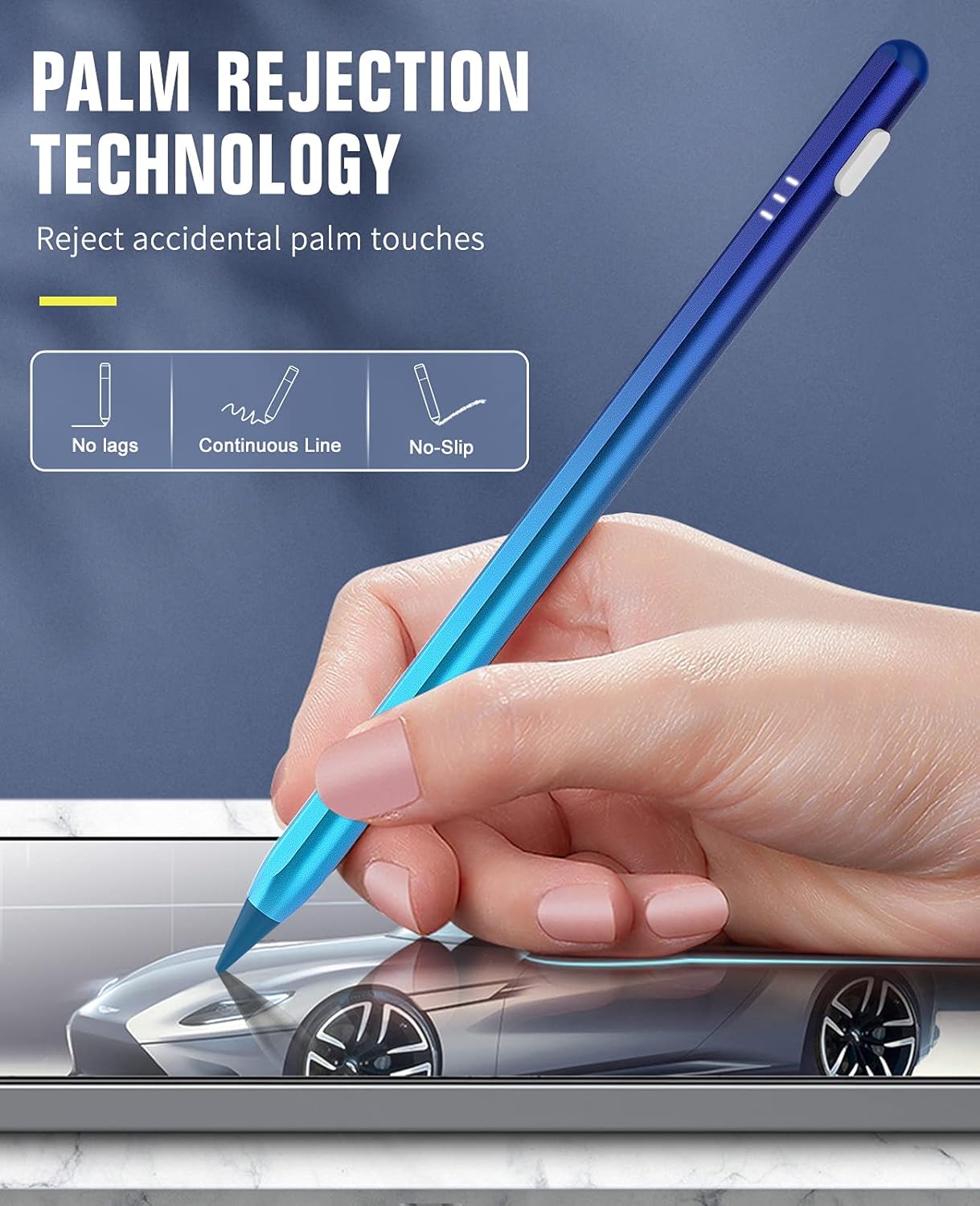 TiMOVO Stylus Pen for iPad, Pencil 2nd Generation with Palm Rejection for 2018-2025 11th/10th/9th/8th/7th Gen, Pro 13"/11"(M4)/12.9", iPad Air 11"/13" (M3/M2), Mini 7/6th, Blue