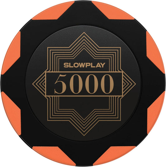 SLOWPLAY Nash Clay Poker Chips, 14 Grams Heavyweight Clay Composite, 40mm Large Chips in Bulk, Pack of 50 with Denomination of 5000
