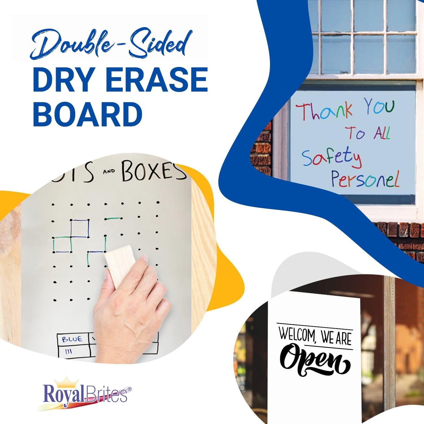 Royal Brites Dry Erase White Poster Board 22x28”, Lightweight & Ideal for Classrooms, Offices, Arts & Crafts, 2-Sided Premium 22x28 Poster Board White, Pack of 15