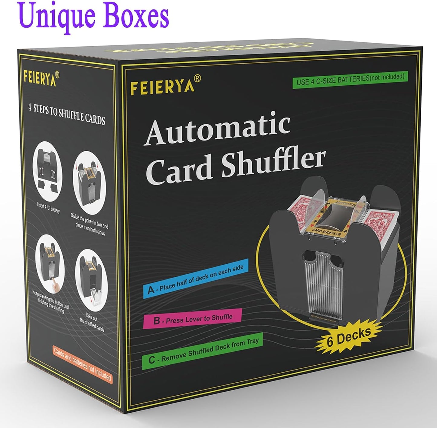 Automatic Card Shuffler 2/1/4/6 Deck,Battery-Operated Electric UNO Poker Shuffler,Playing Card Shuffler for Home Card Game,Travel