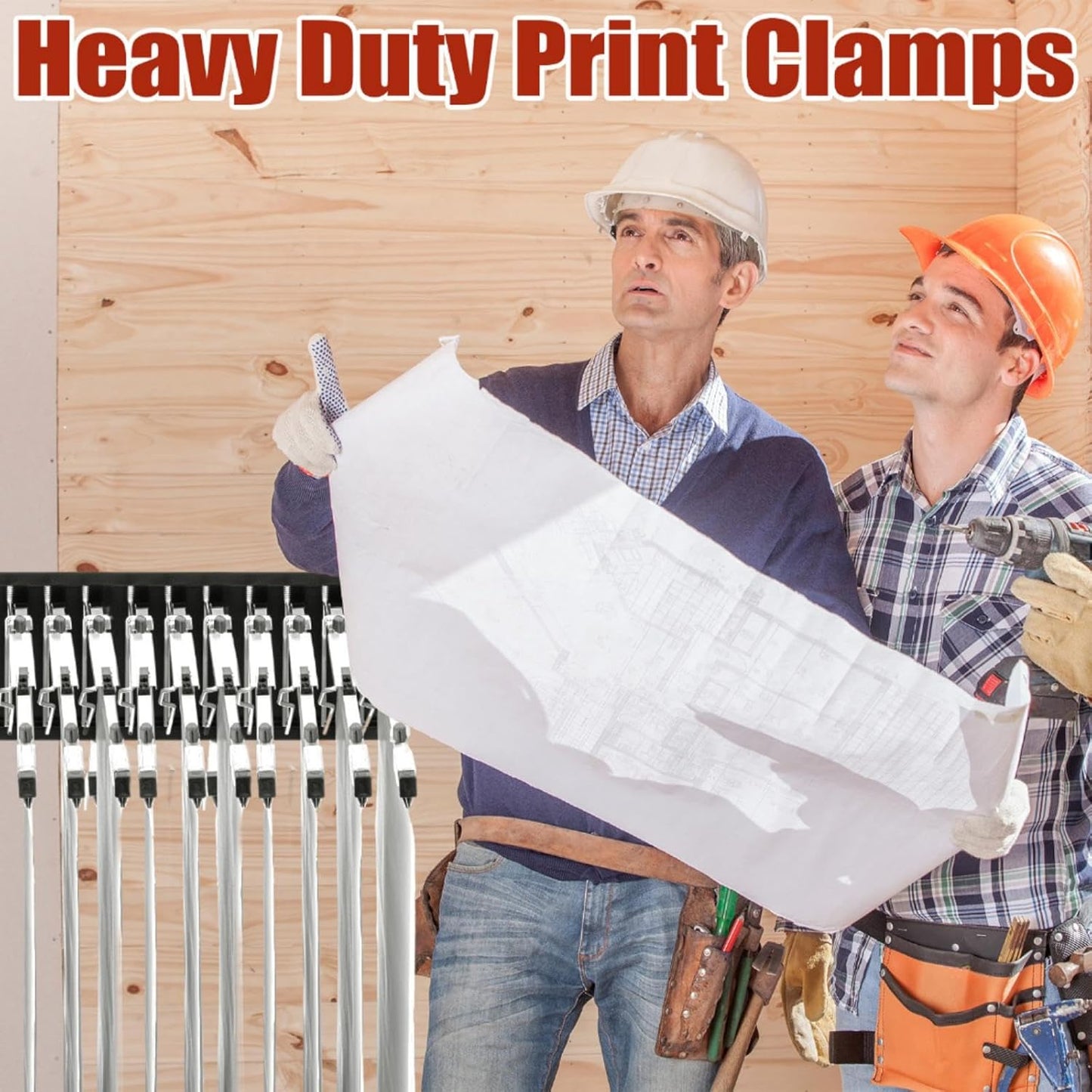 Estune Blueprint Hanging Clamps Binding Strips Storage for Construction Paper Poster Plans Drawings Arts (6, 30 Inches)