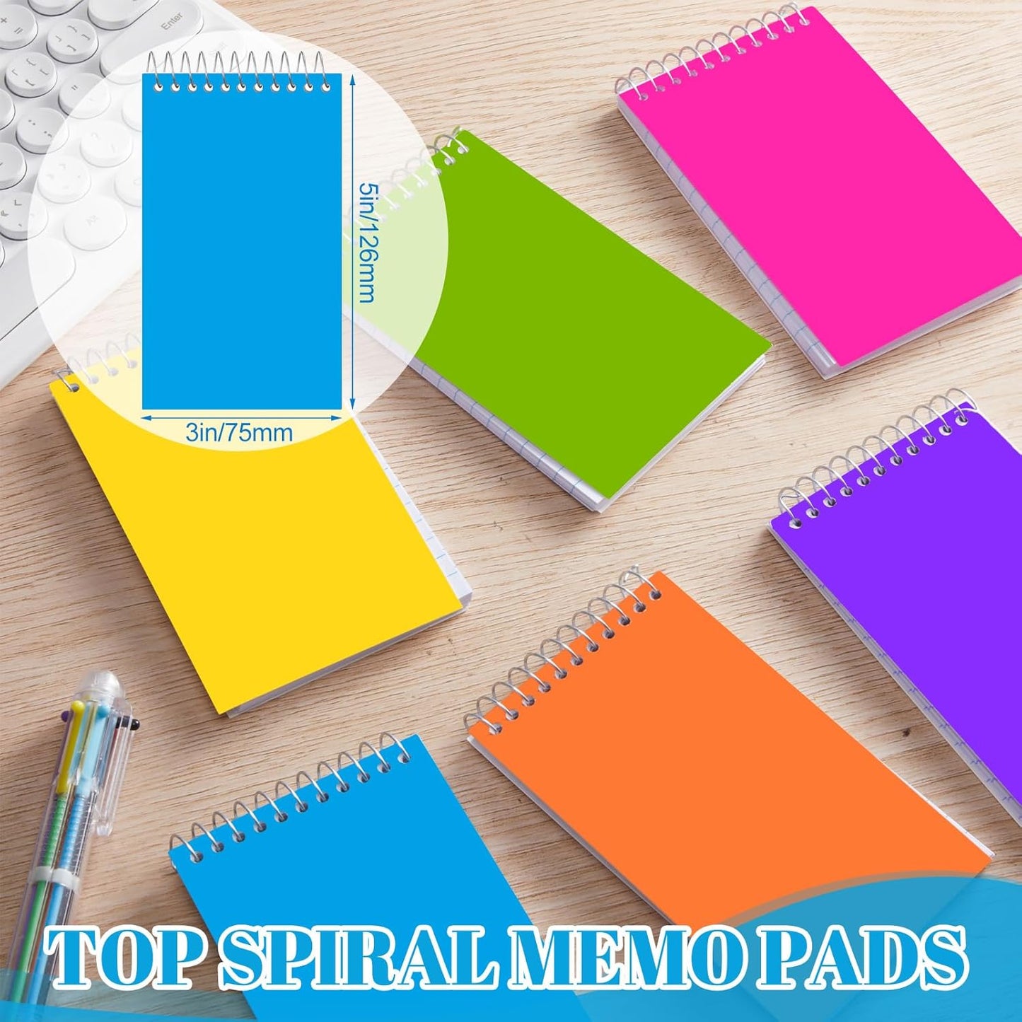 36 Pcs Small Pocket Notebooks 3 x 5 Inch Mini Memo Spiral Notepads Top Bound College Ruled Lined Note Pads for Back School Office Journaling Noting, 75 Sheets/Pad (Bright Color)