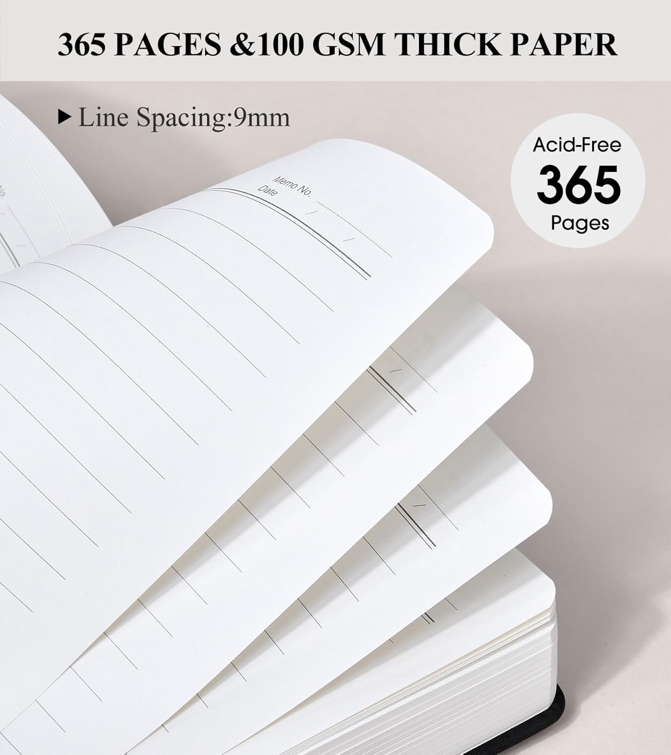 365 Page Thick Lined Journal Notebook for Men Women, A4 Large Leather Journals for Writing, Hardcover Notebooks for Work, School, Note Taking, Business, Travel Diary, College Ruled 8.5" x 11"
