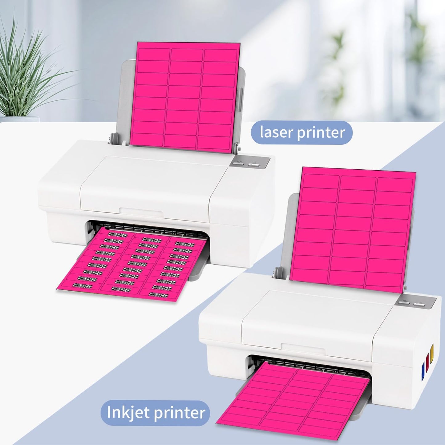 STARLIBOO 1" x 2-5/8" Address Labels- 600 Neon Color Fluorescent Stickers for Laser/Ink Jet Printer mailing Labels 8.5"×11"- Fluorescent Pink