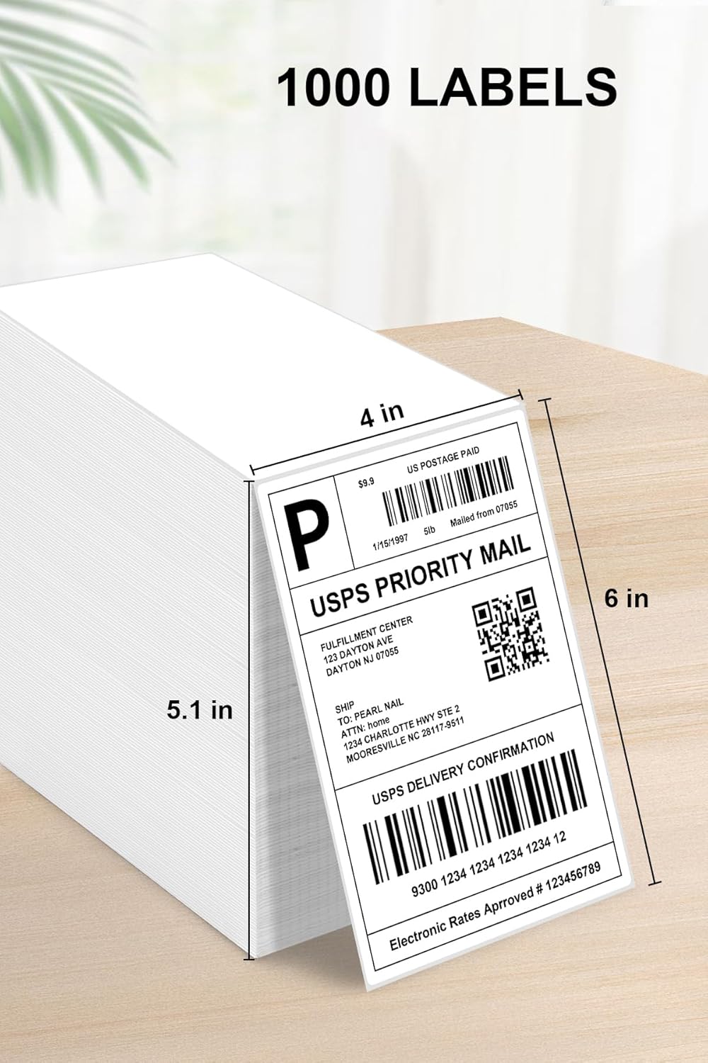 4x6 Thermal Labels - Waterproof Shipping Stickers for Thermal Printers, All-Purpose Label Stickers, White, 1000/Pack (2-Pack)