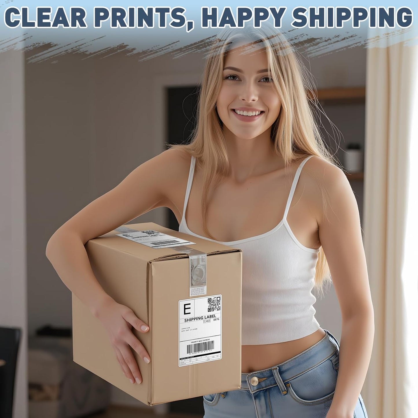 JTIEO 2" x 4" Sticker Labels Direct Thermal Labels 200Pcs Shipping Label, Compatible with Zebra & Rollo Label Printer