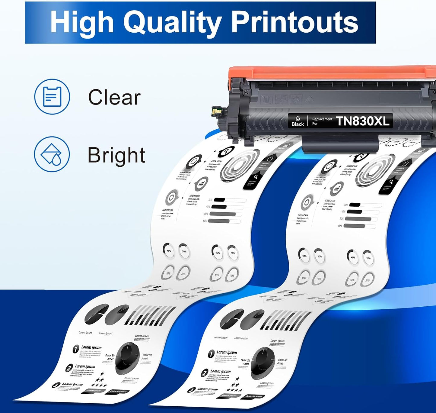 InkNI Compatible Toner Cartridges Replacement for Brother TN830XL TN830 TN 830 XL Toner Cartridges Work for HL-L2460DW DCP-L2640DW HL-L2480DW HL-L2400D HL-L2405W MFC-L2820DW Printer (Black, 4 Pack)