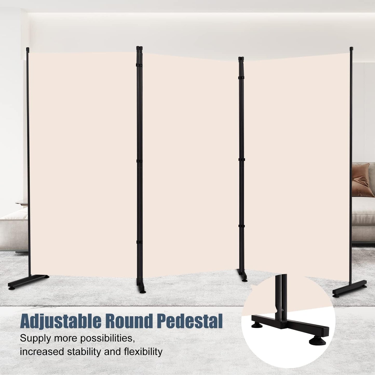 Room Divider 6ft Room Dividers and Folding Privacy Screens, 3 Panel Partition Room Divider Fabric Panel, Indoor Wall Divider for Room Separation Freestanding Space Separators for Bedroom Office Studio