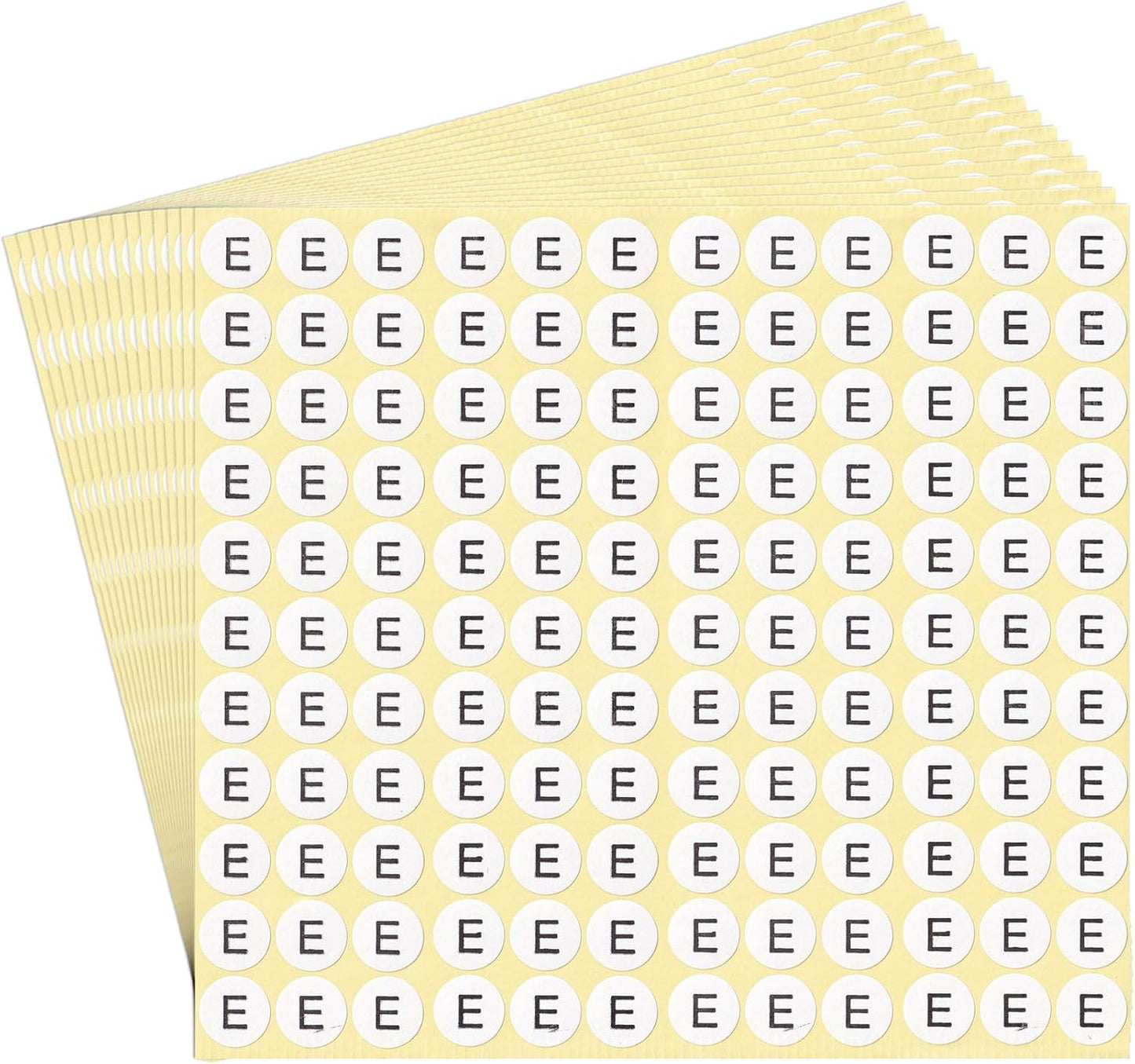 dealzEpic - Alphabet Stickers of The Letter E - Small Round Paper Self-Adhesive Peel and Stick Letter Labels - Set of 15 Sheets