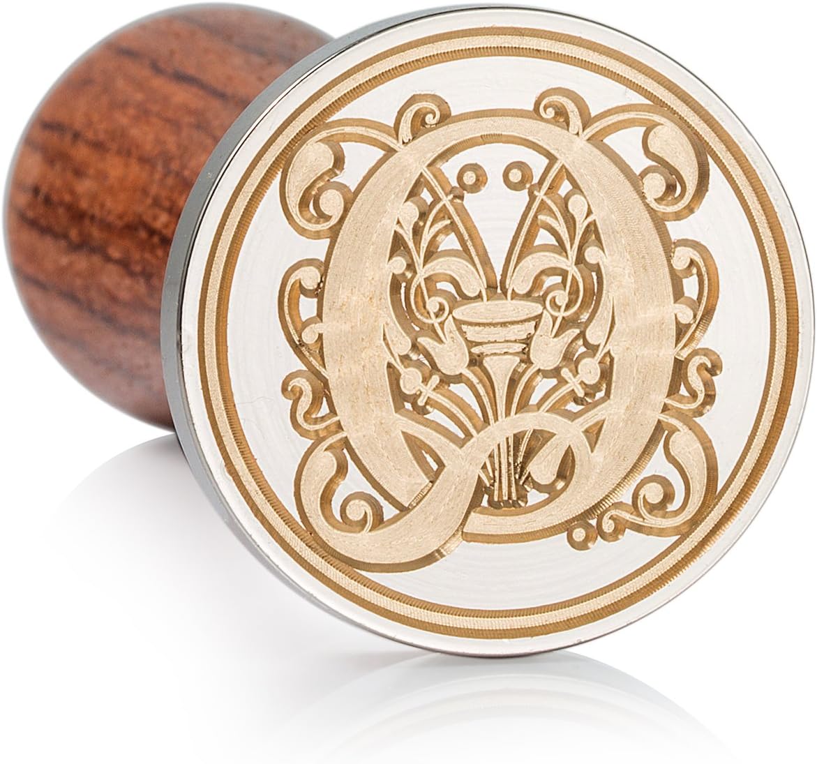 Mceal Wax Seal Stamp, Large Seal 1 1/5"(30mm) Dia, Silver Brass Head with Wooden Handle, Regal Letter A to Z Series (Letter Q)