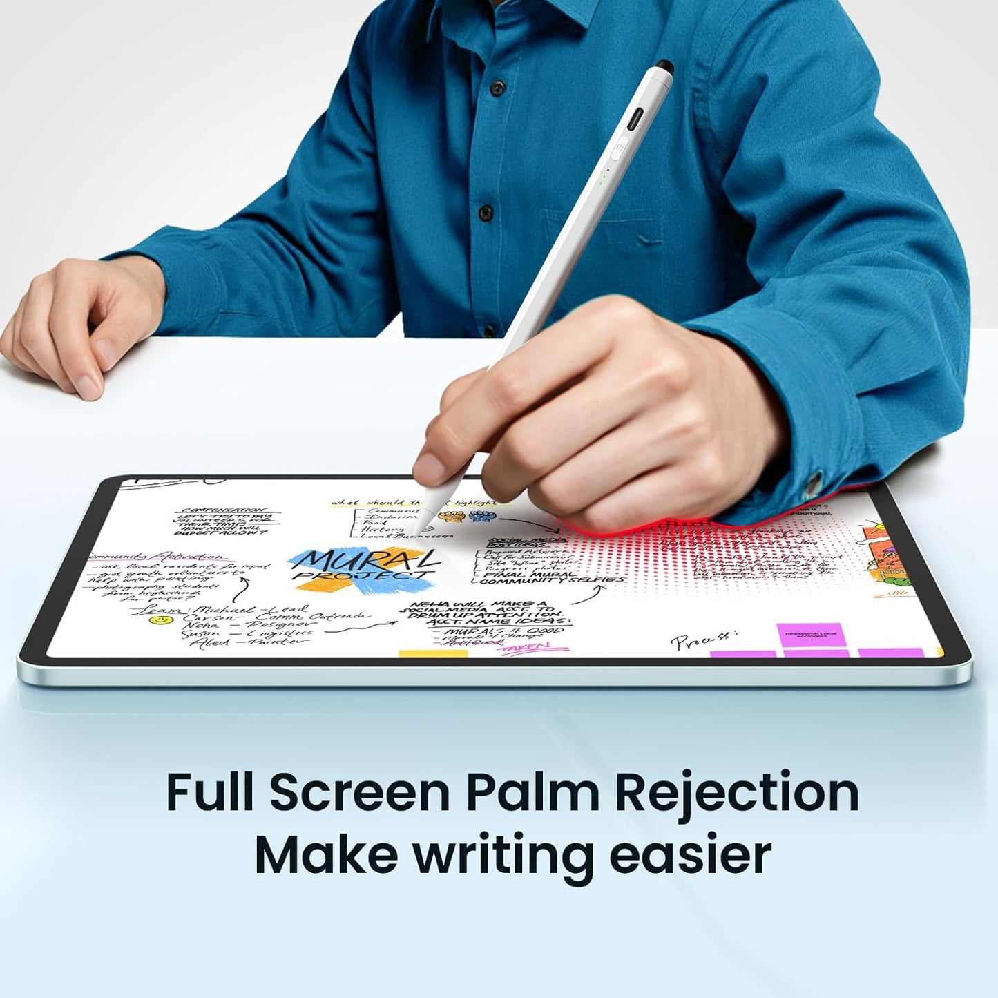 Dual Tip Stylus Pen for iPad 2025-2018,13 Mins Fast Charge with Tilt Sensitivity and Palm Rejection for iPad 11/10/9/8/7/6th Gen,Air 7/6/5/4/3/M3/M2, Pro 13"/12.9"/11"/M4, Mini 7/6/5th,White