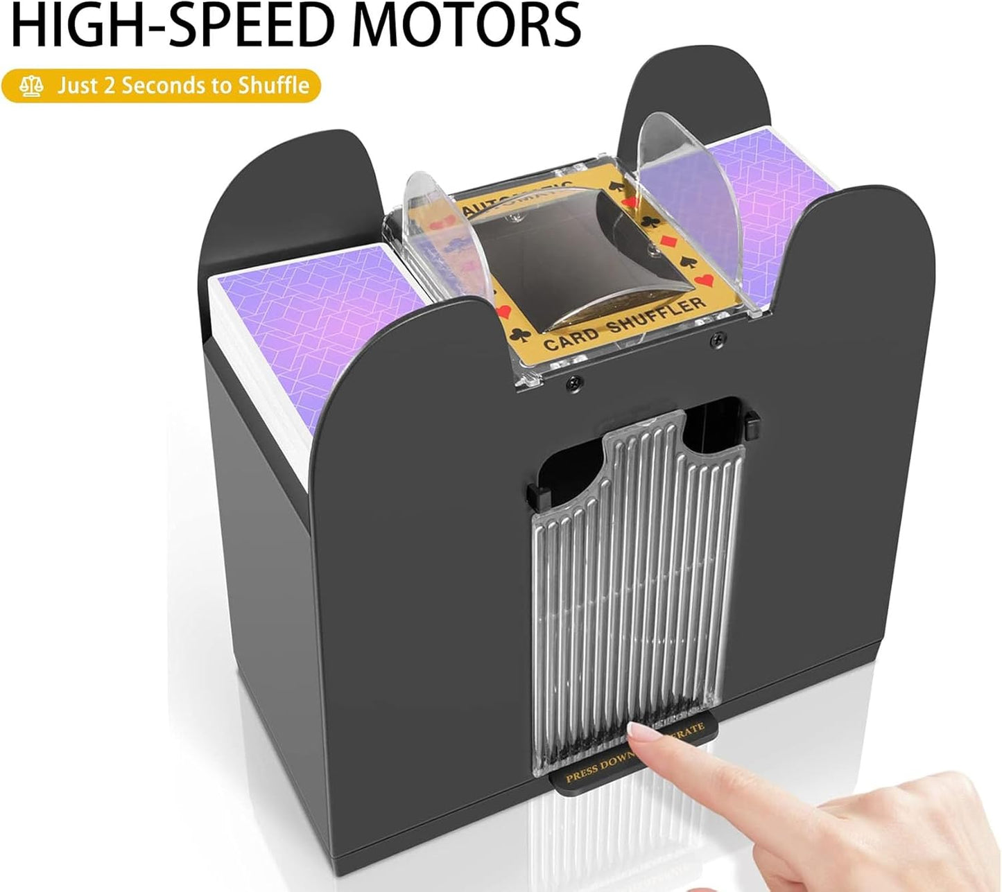 6 Decks Automatic Card Shuffler Electric Heavy Duty-USB-C/Battery Powered, Fast & Quiet Shuffler for Poker, Casino Games (Supports All Standard Cards)