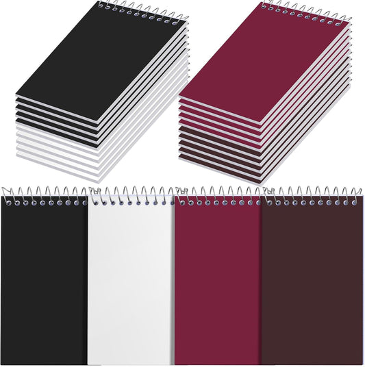 Leinuosen 24 Pcs Spiral Memo Pads 3x5 Inch 75 Sheets College Ruled Small Pocket Notebooks Little Mini Notepads Bulk Top Bound Lined Note Pads for Home School Office Travel Work (Classic Color)