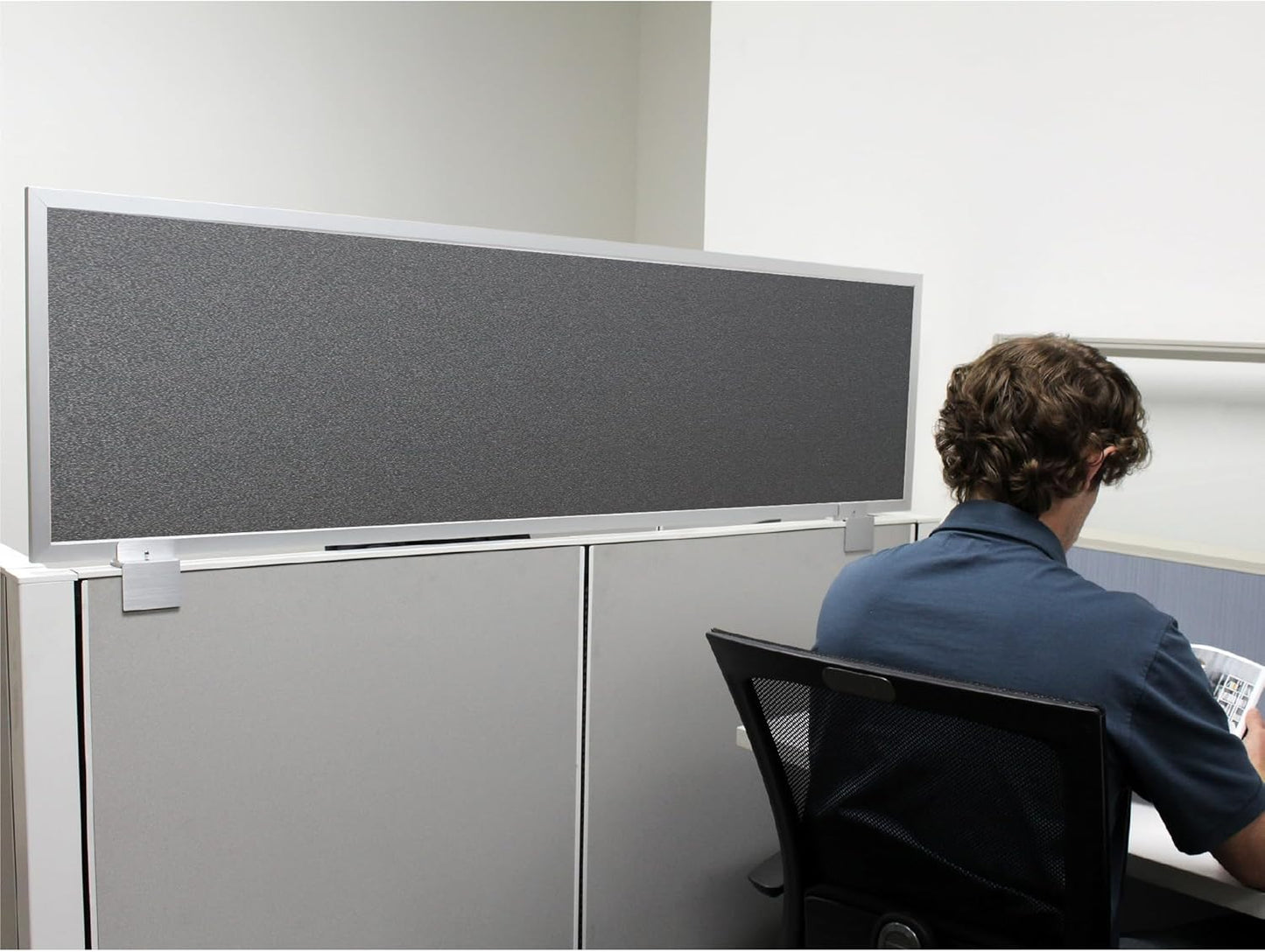 OBEX Acoustical Cubicle Privacy Screen Extender Desk Panel & Office Divider, Add Separation & Block Noise, 12" x 24", Graphite