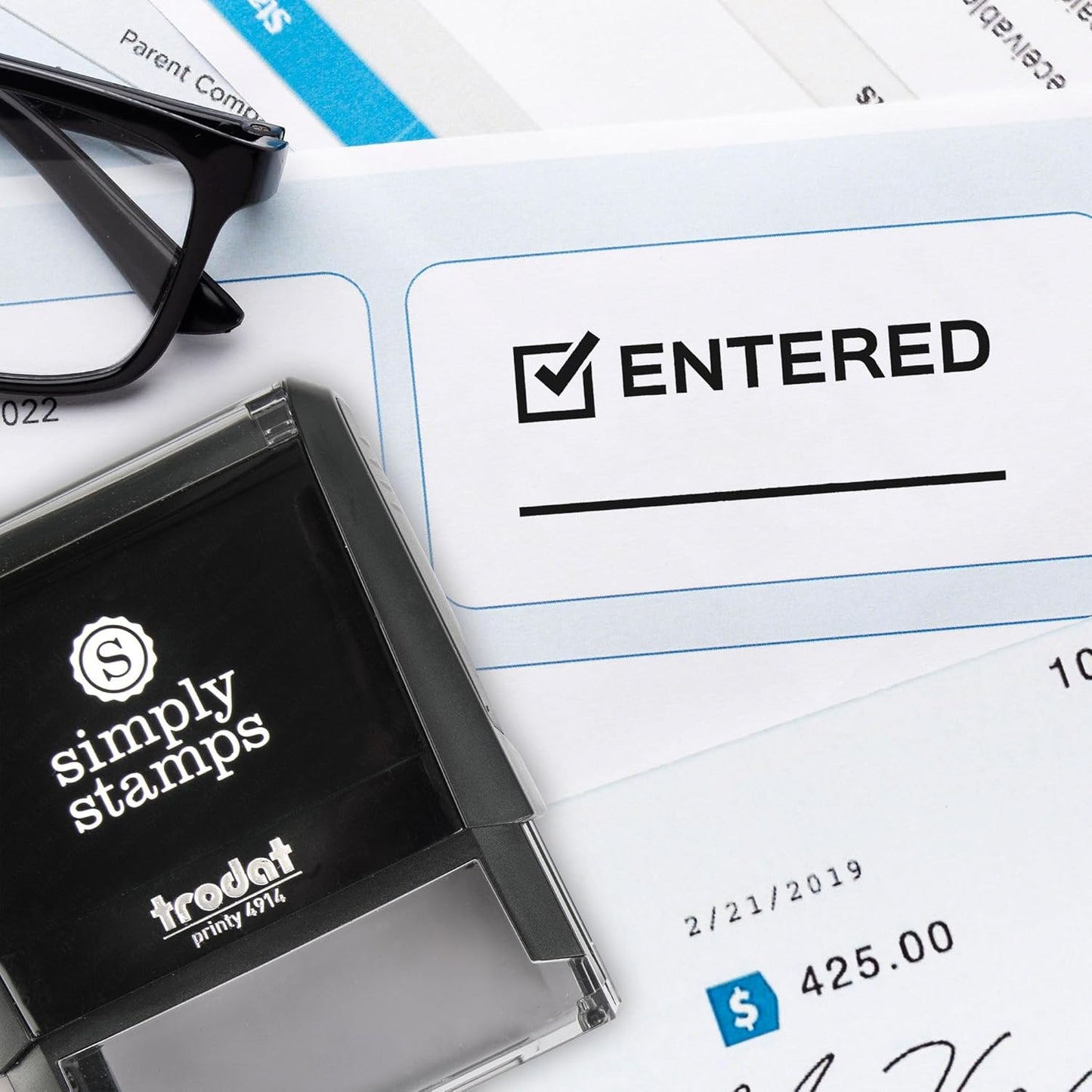 Entered Office Stamp | 4 Different Sizes | 20 Designs | Multiple Color Options | Perfect for Quick Validation of Office Documents (Entered, Xtra Large)