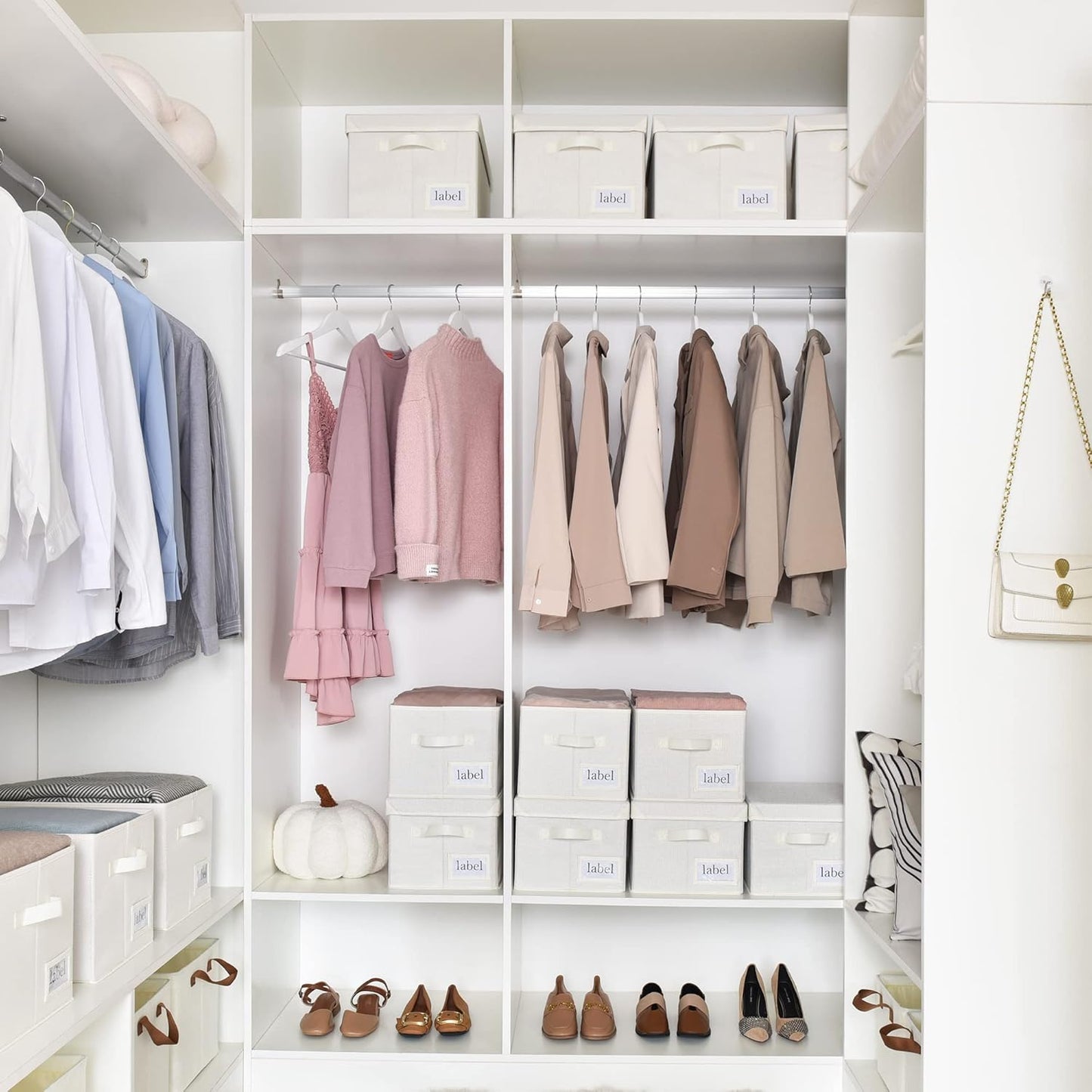 GRANNY SAYS Fabric Storage Bins with Lids, Storage Basket for Clothes, Decorative Storage Boxes, Closet Storage and Organizers, Ivory, 3-Pack