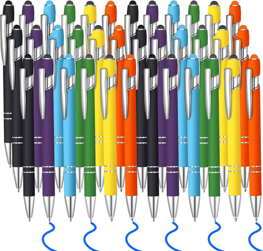36 Pcs Blue Ink Ballpoint Pen with Stylus 2 in 1 Ballpoint Pen for Touch Screens School Office Coworkers (Multicolor)