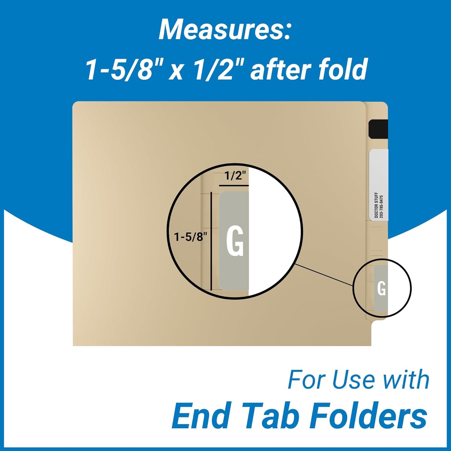 Doctor Stuff - File Folder Labels, Alphabet Letter G, Compatible with Smead Alpha Z Acc/ACCS - SMSM Series Alpha Stickers Gray, 1-5/8" x 1”, 250/Roll