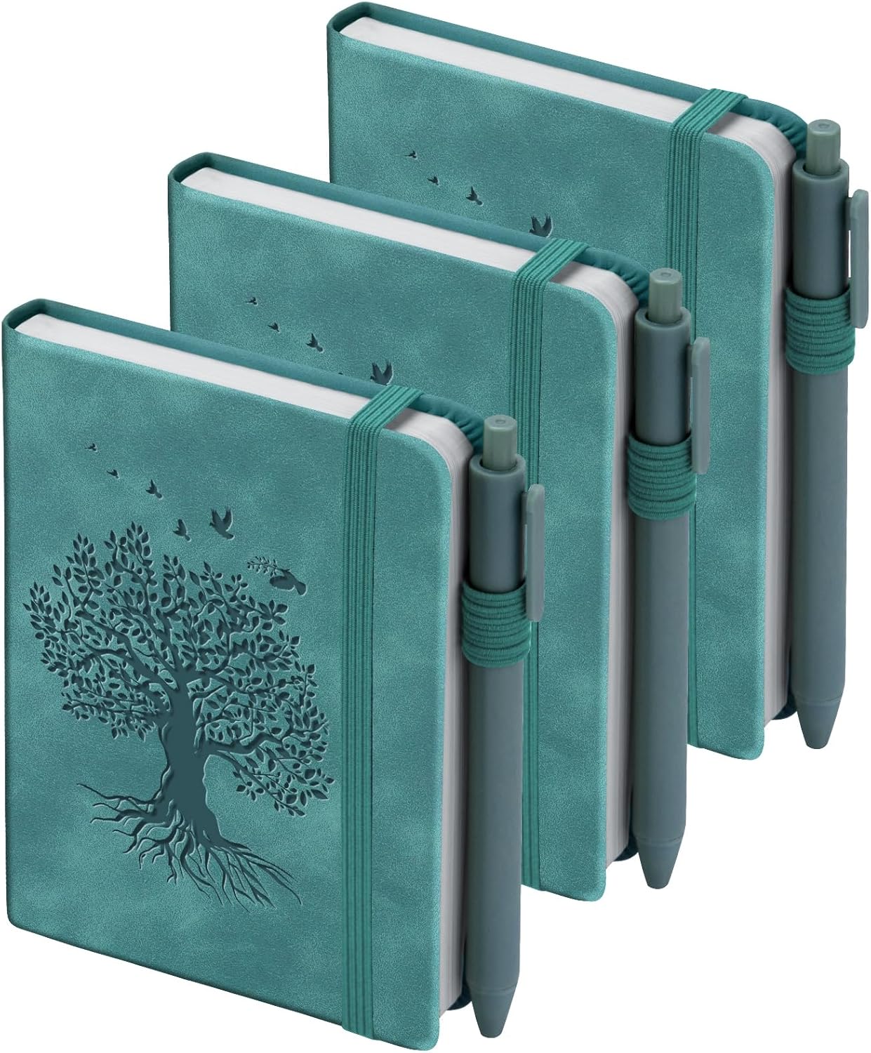 3 Pack Pocket Journaling Notebooks, A6 Small Notebook For Note Taking Journaling Notebooks Journals For Writing Mini Note Pads With Pen Holder 120 Pages 100 GSM Thick Paper-3 Aegean Blue