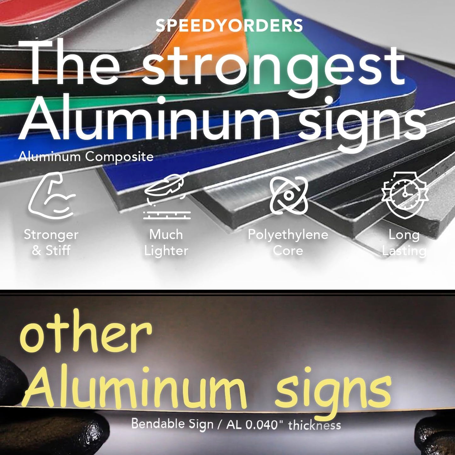 SPEEDYORDERS Custom Outdoor Metal Signs, Personalized Aluminum Signs, Customized Safety Signs, Metal Business Signs, Waterproof Outdoor Business Signs, White Aluminum (Red Background, 20x20 In)