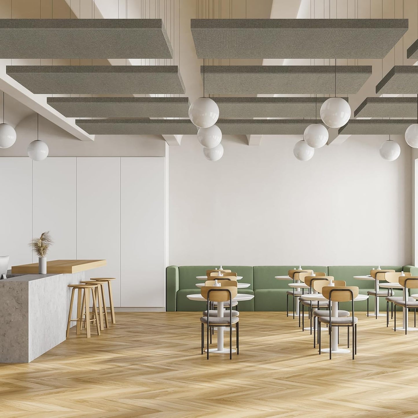 2” Thick Acoustic Panels with Hanging Brackets to the Wall, 2 PCS 47.2” x 11.8” Fiberglass Sound Absorbing Panels for Home Theater Church Office Wall or Ceiling, Light Brown