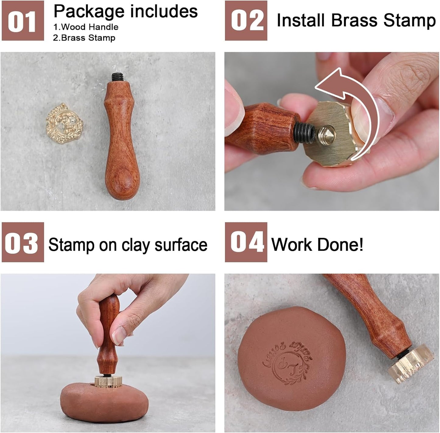 KAINSY Custom Pottery Stamp, Personalized Letter Stamp for Clay with Own Design, Create Unique Imprints in Pottery, Potters Gift, Polymer Clay Tools (2.5Inches)