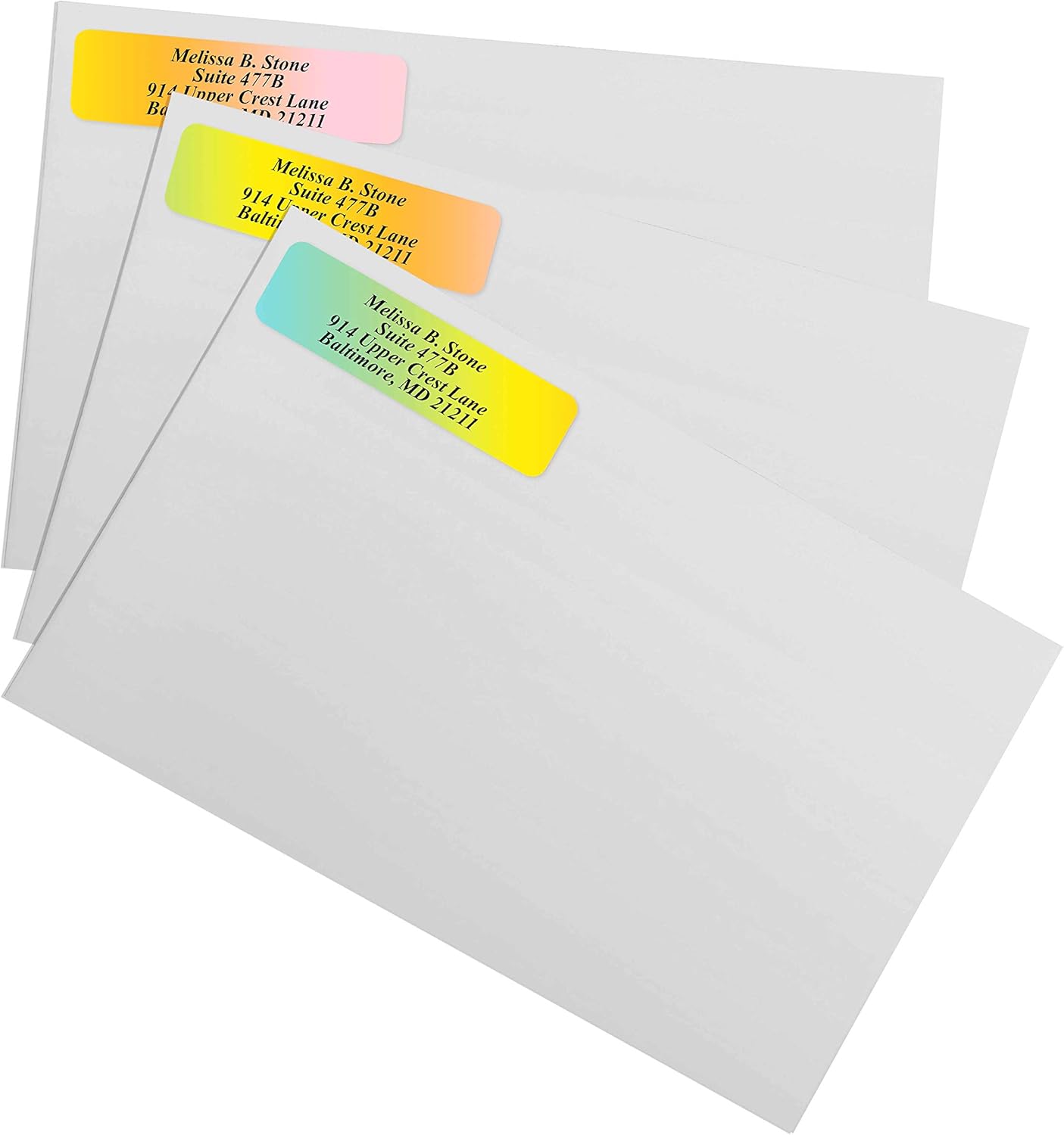 Cascading Rainbow Medley Personalized Return Address Labels with Elegant Plastic Dispenser - Roll of 250 Custom Stickers