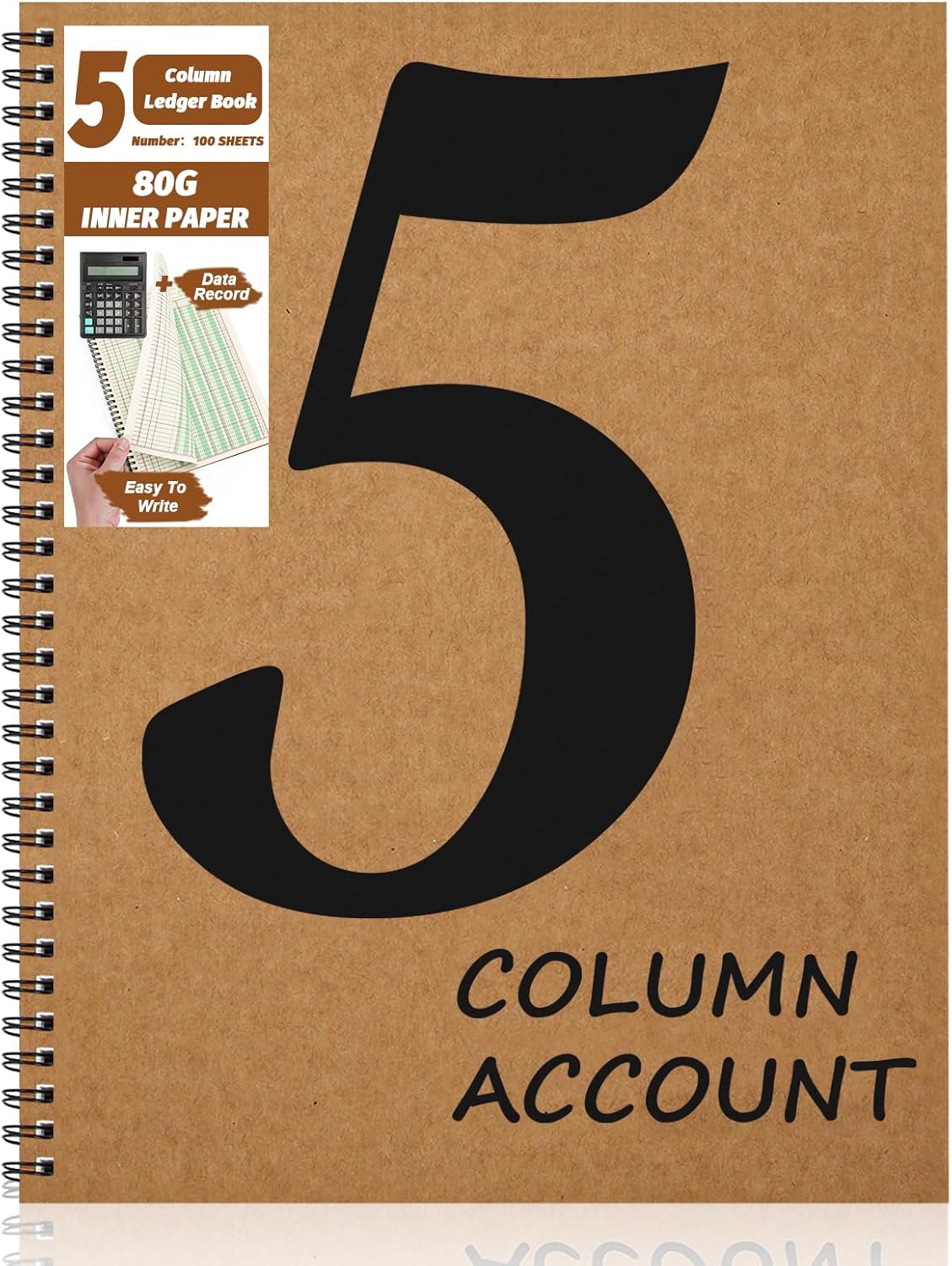 1 PCS 5 Column Ledger Book Accounting Ledger Paper Analysis Pad Financial Accounting Ledger 5 Column 8.5 * 11 Inches Log Book 5 Column 100 Pages for Bookkeeping Personal Use and Small Business