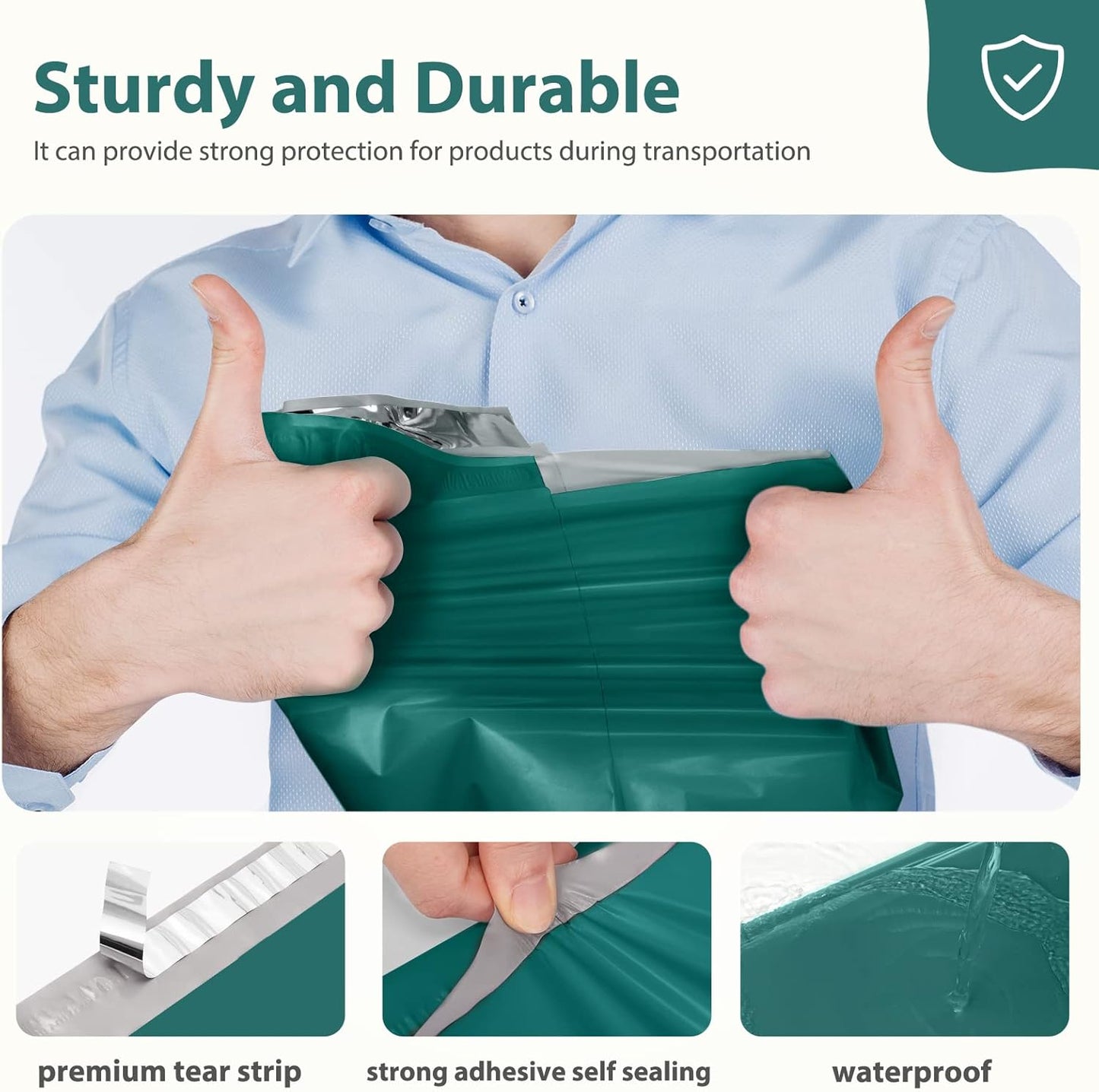 Fuxury Poly Mailers 10x13 Inch 50 Pcs, Waterproof Shipping Bags for Clothing, Strong Adhesive Shipping Envelopes for Small Business, Self Seal Mailers Poly Bags Mailing Envelopes Forest Green