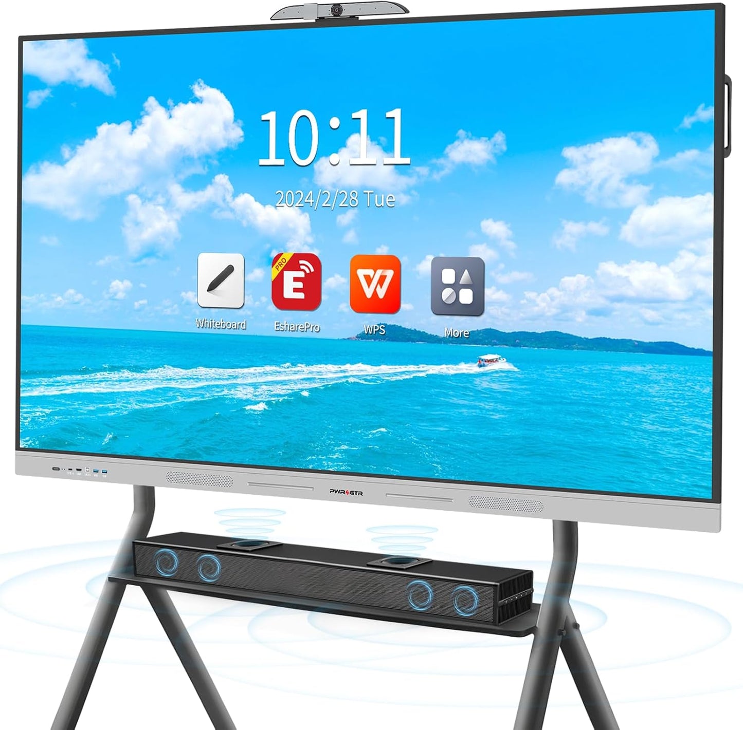 65 inch Smart Board Interactive Whiteboard with 48MP AI Tracking Camera 100W Soundbar 4K UHD All in One Smartboard for Classroom Home Office Android 14 8+128GB (Wall Mount Included)