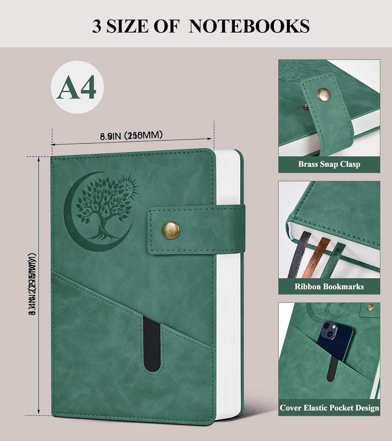 365 Page Thick Lined Journal Notebook for Men Women, A4 Large Leather Journals for Writing, Hardcover Notebooks for Work, School, Note Taking, Business, Travel Diary, College Ruled 8.5" x 11"