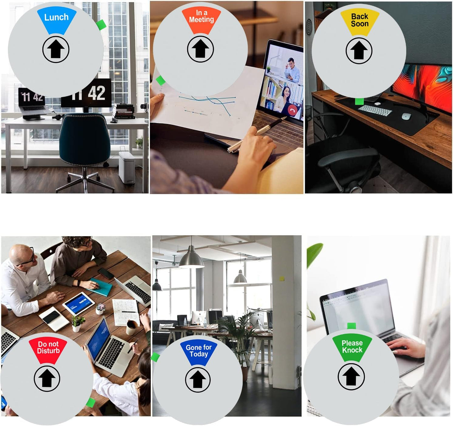 Kichwit Do Not Disturb Sign for Office Door, Lunch, Gone for Today, In a Meeting, Please Knock, Office Door Sign, 5", Silver