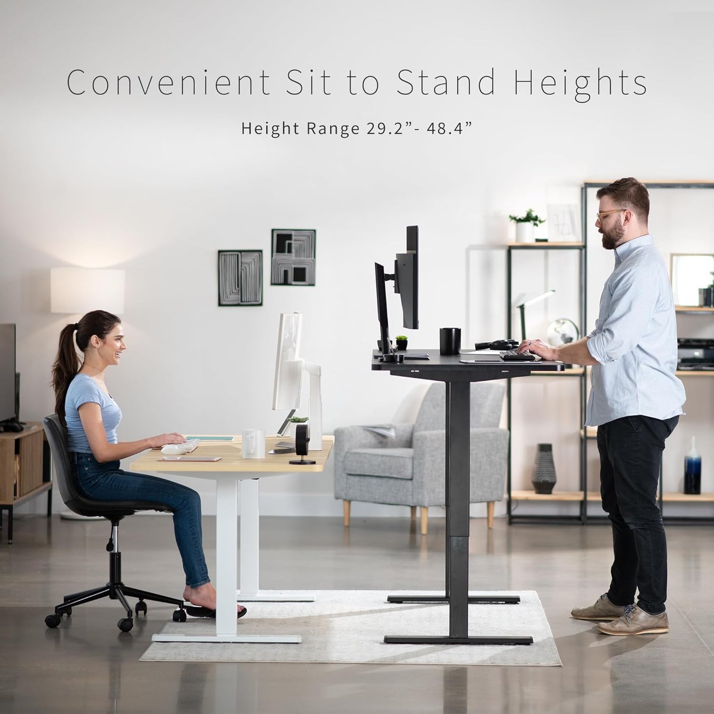 VIVO Large Electric 83 x 30 in Standing Desk, Memory Height Adjustment, 1B Series, White Top Black Frame, DESK-KIT-1B8W