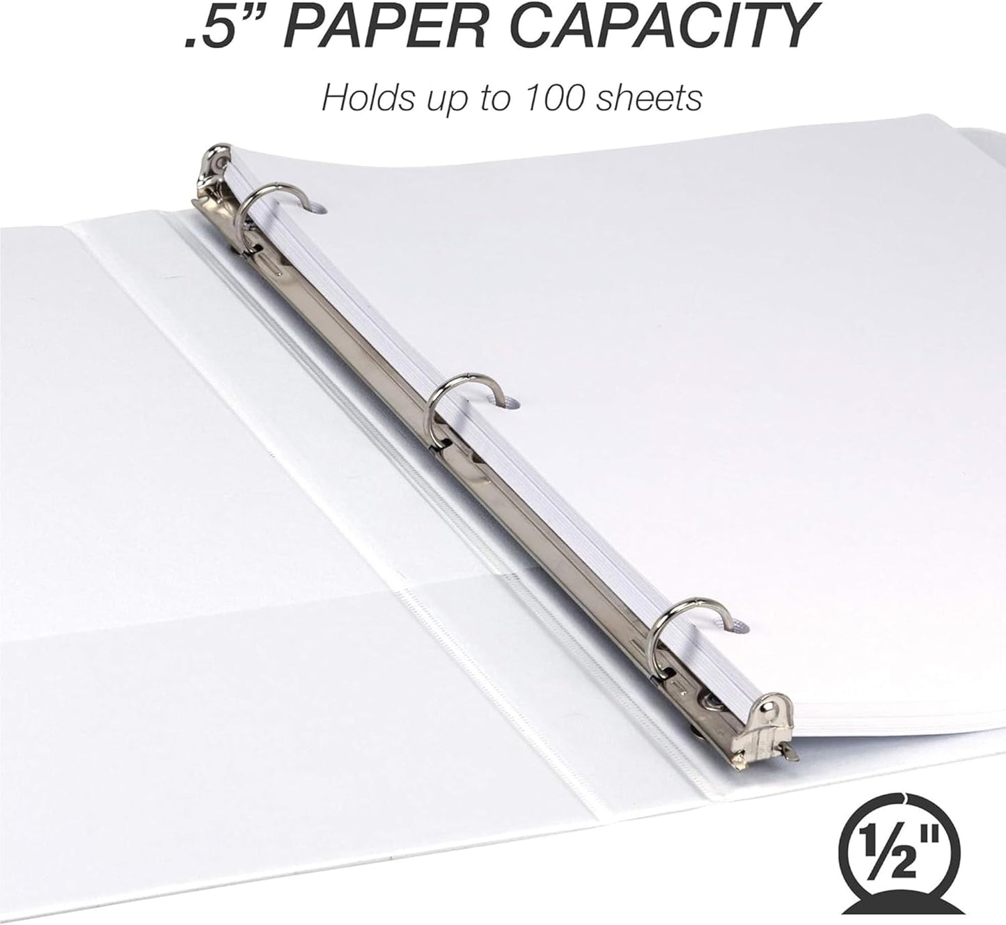 Samsill Economy 0.5 Inch 3 Ring Binder Bulk Pallet, Made in The USA, Round Ring Binder, Customizable Clear View Cover, White, Pallet of 768 Binders in 32 Cartons