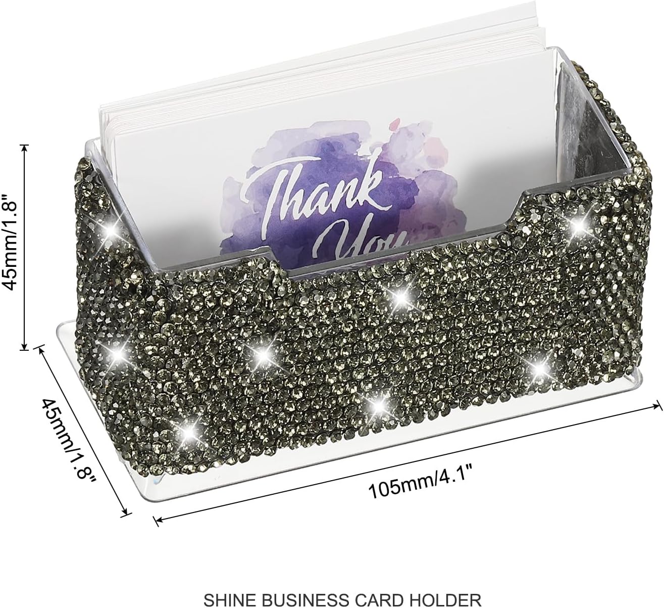 PATIKIL Rhinestone Business Card Holder, Crystal Business Card Holders Bling Business Card Organizer Display Stand for Desktop Desk Office Exhibition, Grey