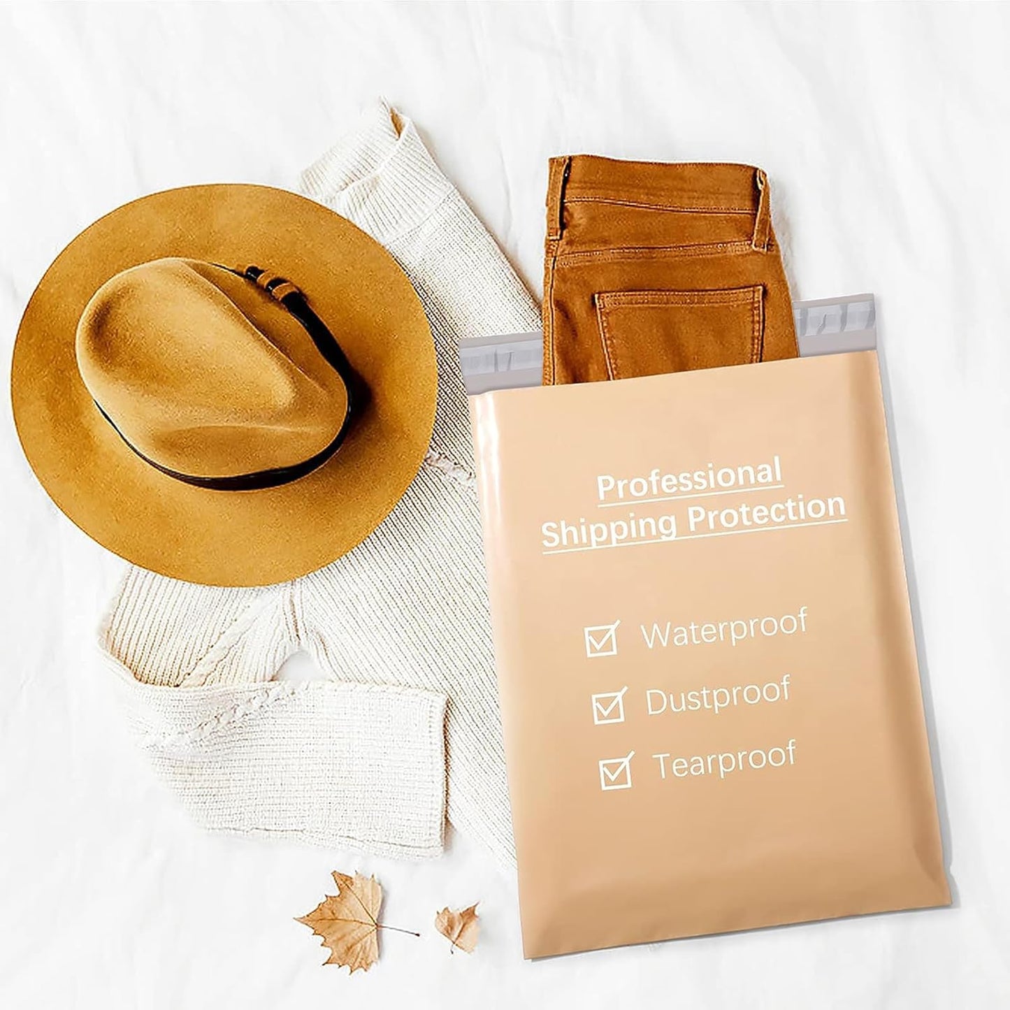 Metronic Poly Mailers 14.5x19 100 Pcs | Medium Size Shipping Bags for Clothes | Large Poly Mailer Bags, Shipping Envelopes, Mailing Bags for Small Business, Strong Adhensive Poly Bags Champagne