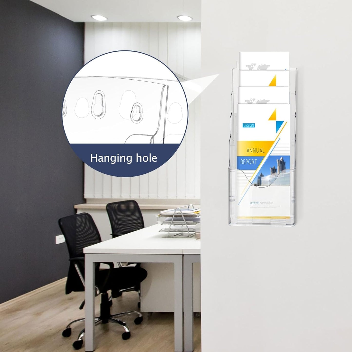 Crtiin 2 Pack 4 Tier Acrylic Brochure Holder Display Stand 6 x 9 Inch, Pamphlet Organizer Flyer Literature Clear Plastic Wall Mount Countertop for Classroom Booklets Magazines Office Home