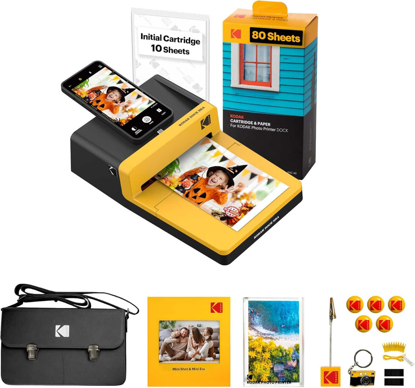 KODAK Dock ERA Plus 4PASS Instant Photo Printer (4x6) (Printer + Initial 10 Sheets + 80 Sheets + Accessories)