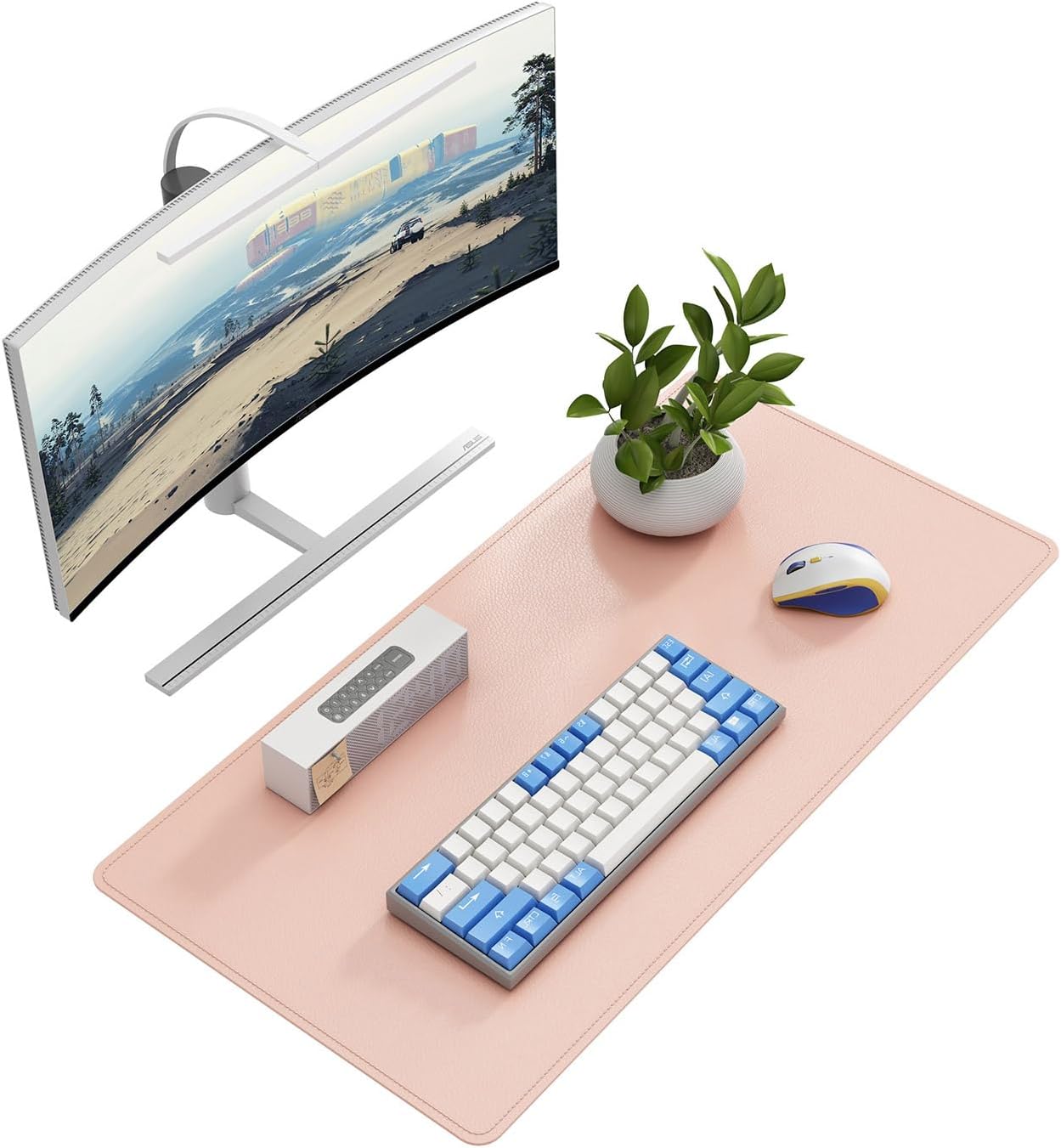 DAWNTREES Desk Mat Protector,PU Leather Desk Pad,Non Slip, Large Mouse Pad and Keyboard Mat, Waterproof Writing Pad for Office and Home (Pink)