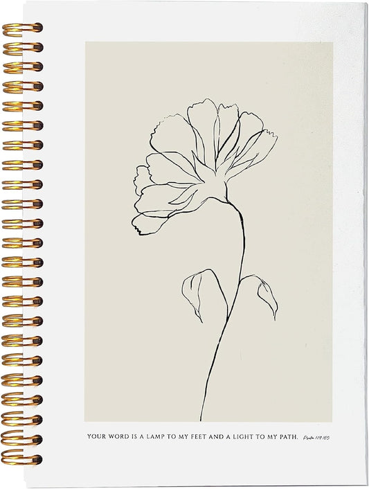 VNWEK Bible Scripture PSALM 119:105 Your Word Is a Lamp to My Feet Boho Botanical Leaf Spiral Notebook Journal 5.5 x 8.3 inches,Christian Lined Hardcover Spiral Notebook,Christian Gifts