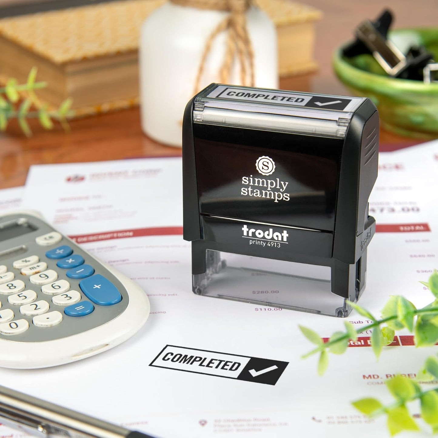 Completed Office Stamp | 4 Different Sizes | 20 Designs | Multiple Color Options | Perfect for Quick Validation of Office Documents (Completed, Large)