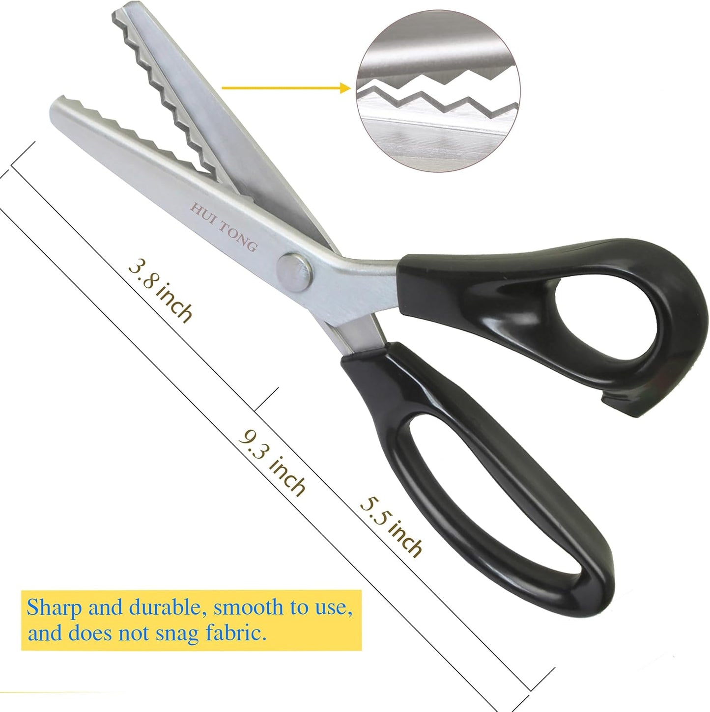 Strong & Sharpe Pinking Shears,Pinking Shears Scissors for Fabric, Serrated and Scalloped Scissors fabric,3mm,5mm,7mm (Serrated 7mm)