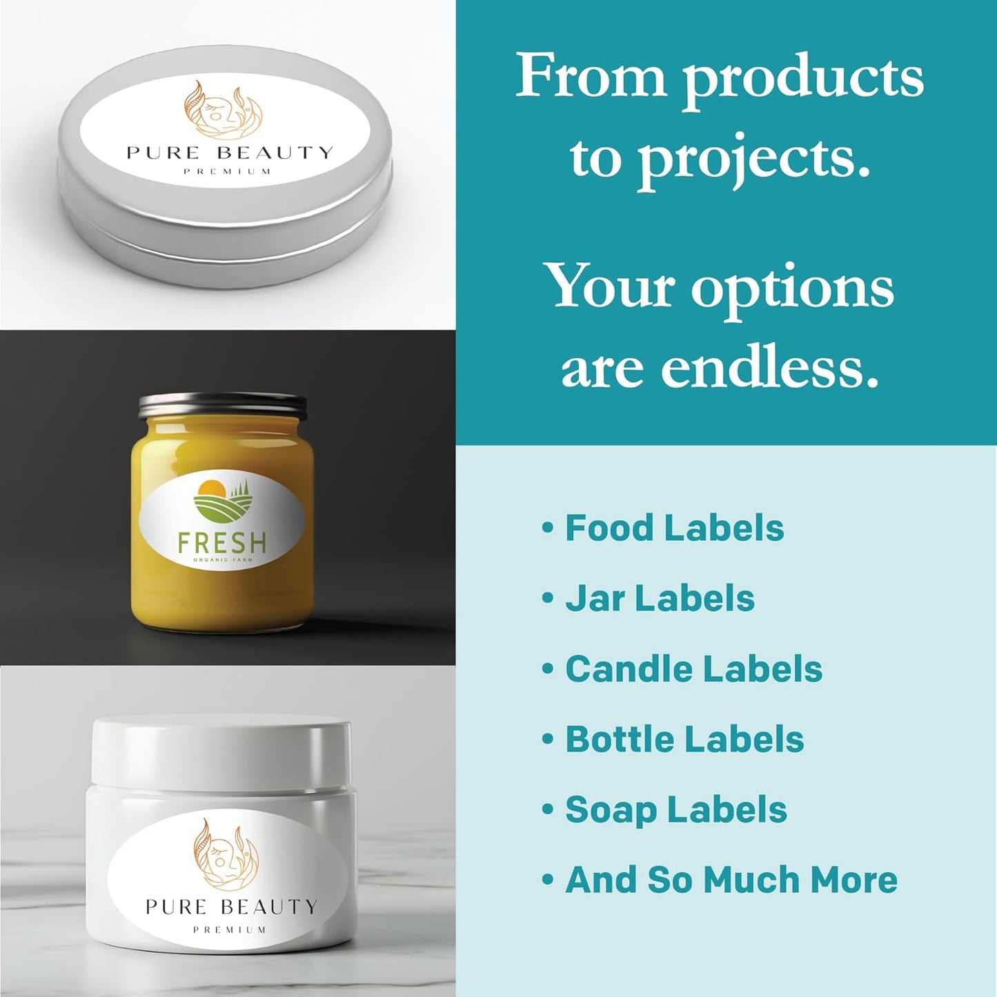 Premium Label Supply White Sticker Oval Labels – 3.33" x 2" Oval – Laser/Inkjet Compatible – (8 per Sheet), 2000 Sheets – 16,000 Total Adhesive Labels