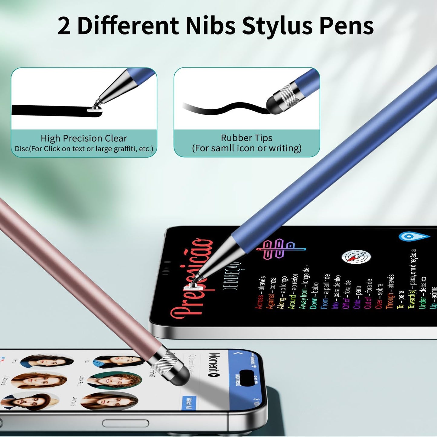Stylus Pen for Touchscreen, 2-in-1 Universal Stylus, High Sensitivity and Precision, Stylus Pen for ipad, iPhone, Chromebook, Android Phone Kids Tablet All Capacitive Devices