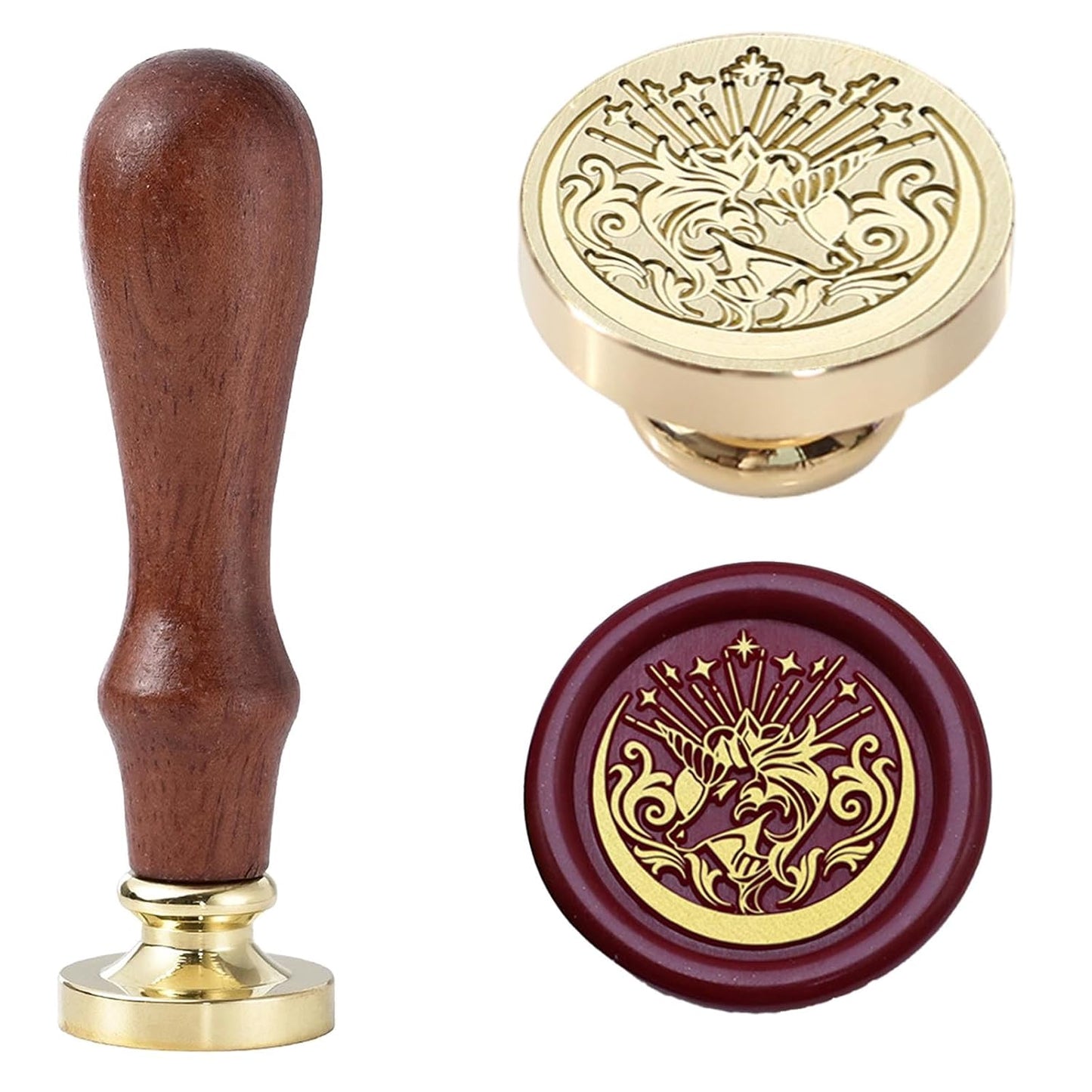Wax Seal Stamp - Vintage Unicorn Sealing Stamp with Magic,0.98 inch/25mm Brass Sealed Stamp with Handle for Envelopes Letters Handicraft DIY and Creative Gifts